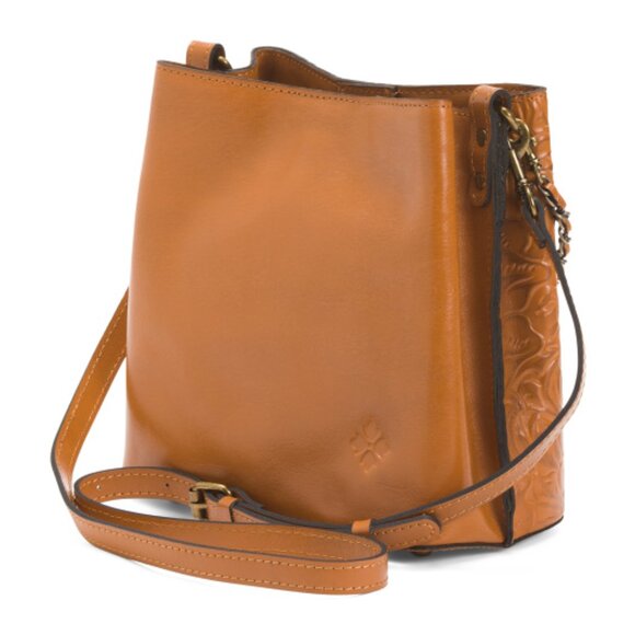 PATRICIA NASH Leather Ledra Bucket Crossbody With Chain And Leather Strap